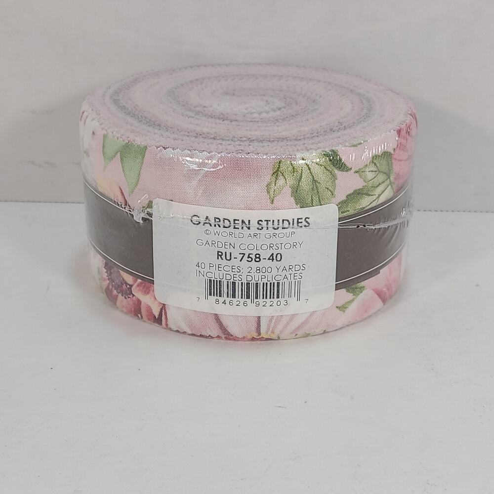 Garden Studies Robert Kaufman Cotton Jelly Roll Ups Quilts Fabric 40 Strips 2.5"